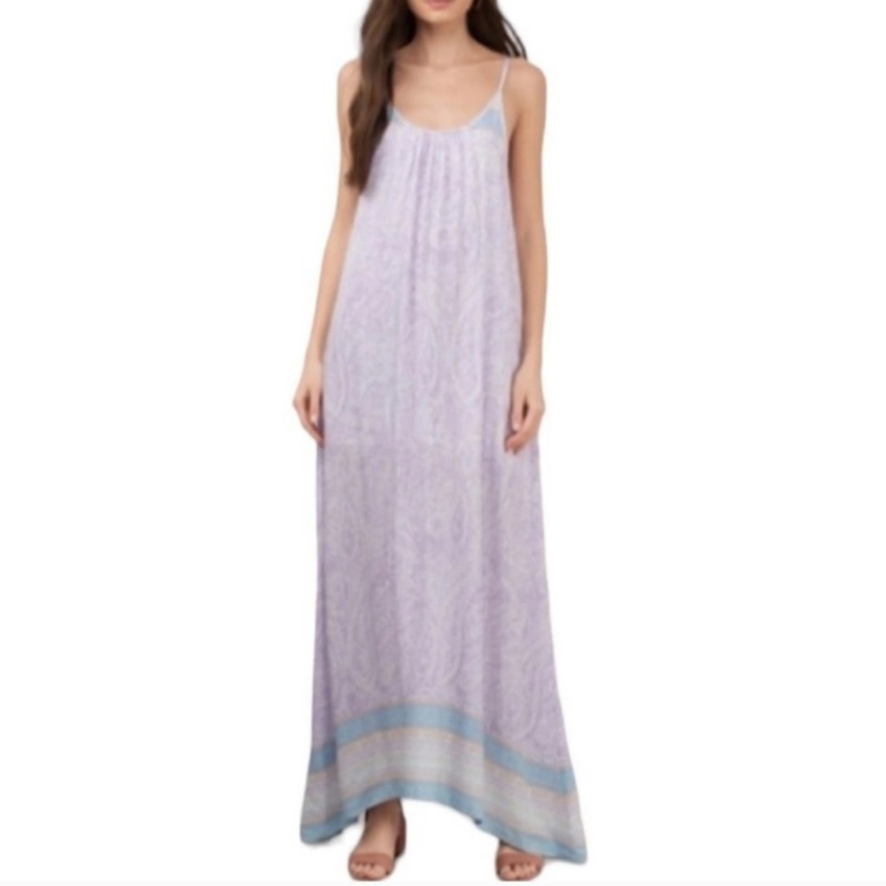 Tobi Size Large‎ Lavender and Blue design Spaghetti Strap maxi dress